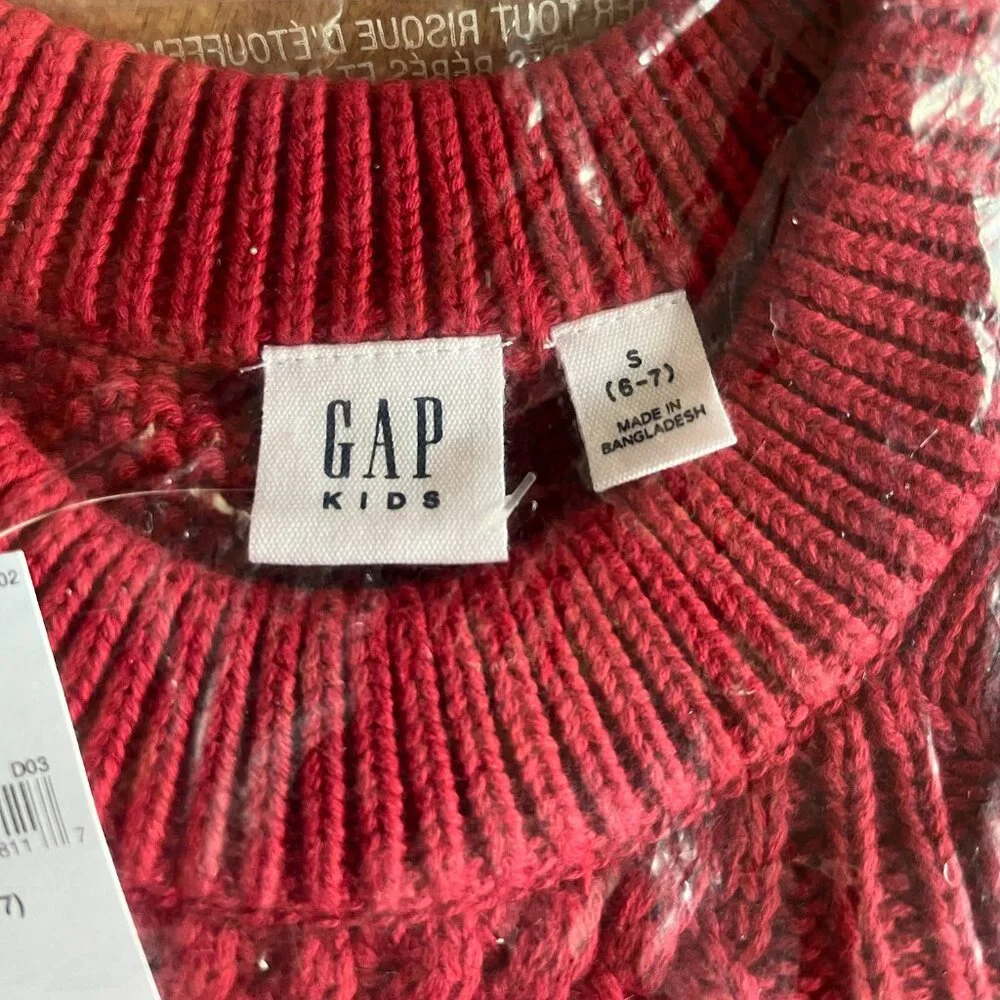 Gap red cable-knit sweater S 6-7 NWT